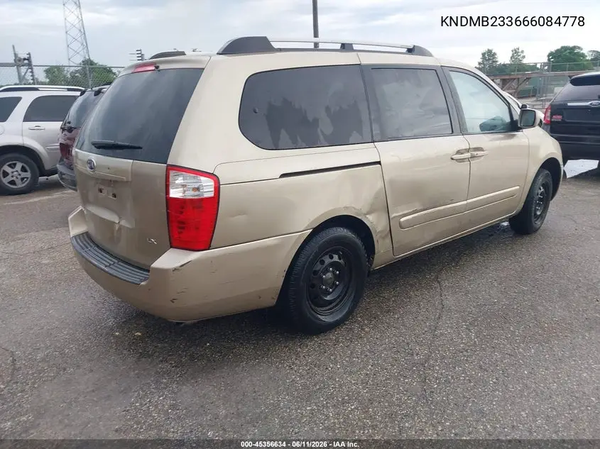 2006 Kia Sedona Ex/Lx VIN: KNDMB233666084778 Lot: 45356634