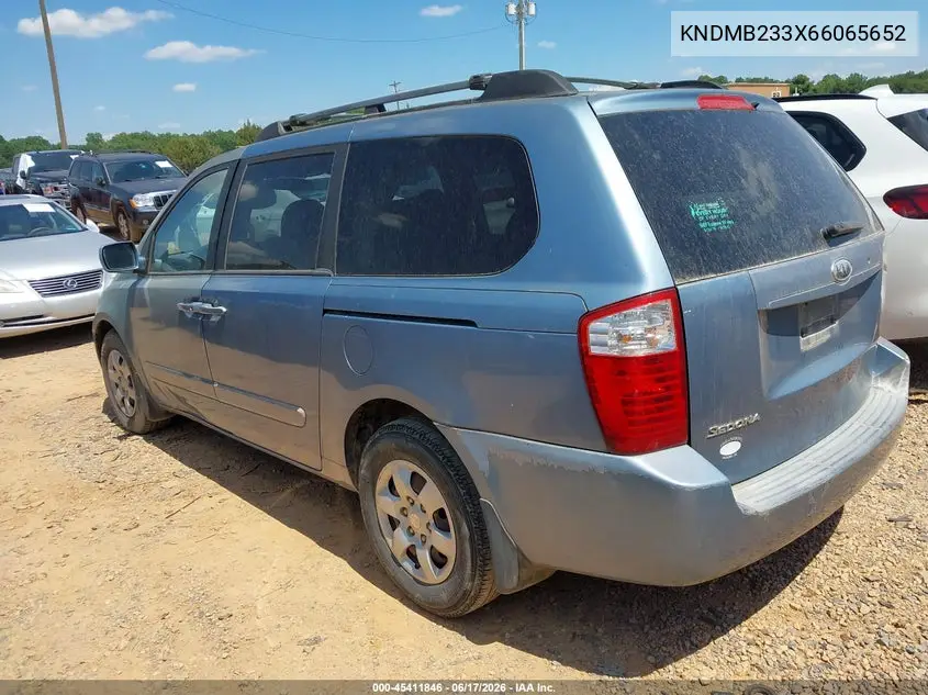 2006 Kia Sedona Ex/Lx VIN: KNDMB233X66065652 Lot: 45411846