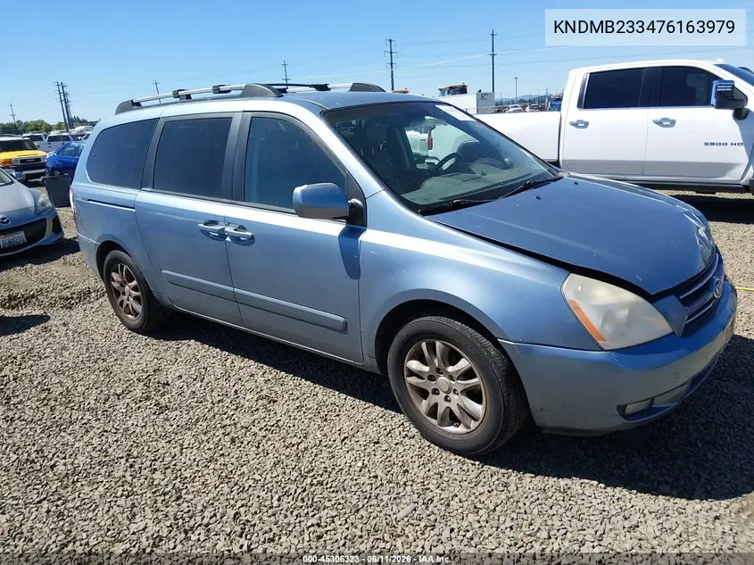 2007 Kia Sedona Ex VIN: KNDMB233476163979 Lot: 45306323