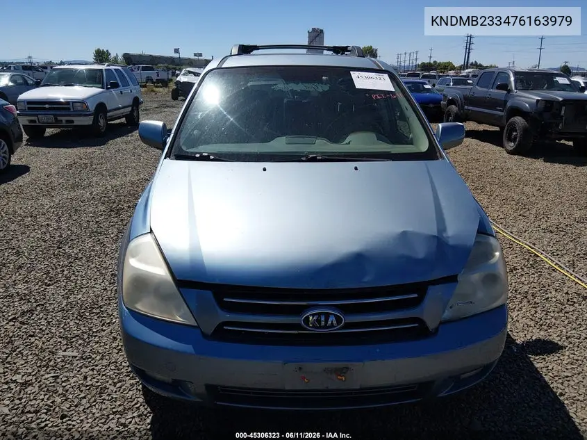 2007 Kia Sedona Ex VIN: KNDMB233476163979 Lot: 45306323