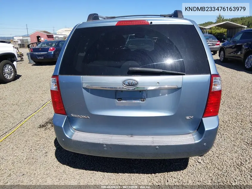 2007 Kia Sedona Ex VIN: KNDMB233476163979 Lot: 45306323