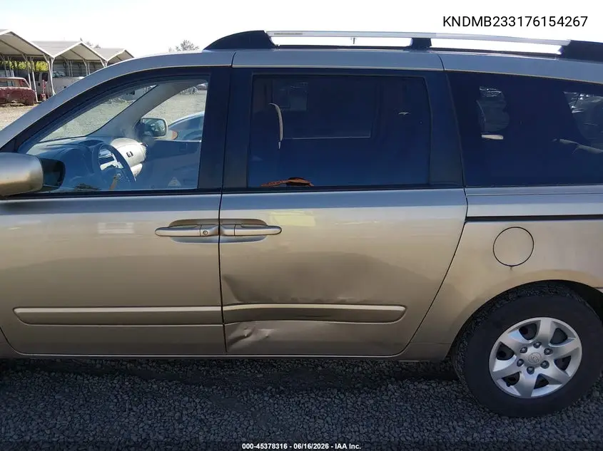 2007 Kia Sedona Lx VIN: KNDMB233176154267 Lot: 45378316