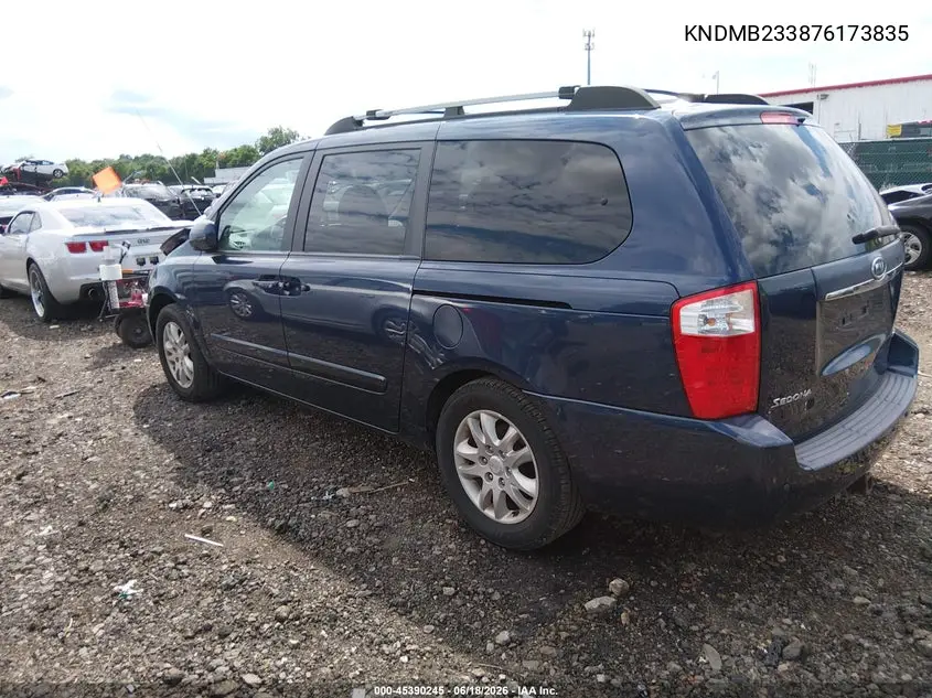2007 Kia Sedona Ex VIN: KNDMB233876173835 Lot: 45390245