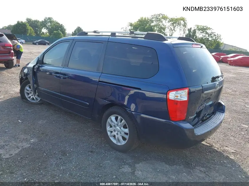 2007 Kia Sedona Ex VIN: KNDMB233976151603 Lot: 45617591