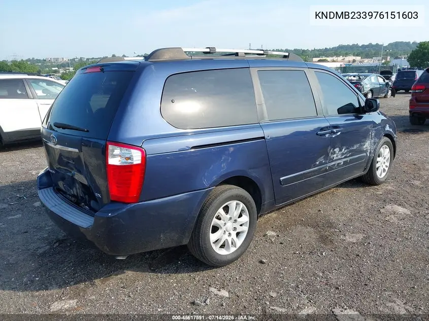 2007 Kia Sedona Ex VIN: KNDMB233976151603 Lot: 45617591