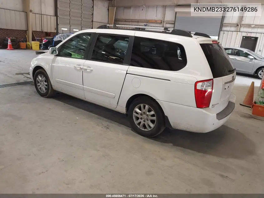 2007 Kia Sedona Ex VIN: KNDMB233276149286 Lot: 45656471
