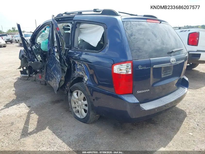 2008 Kia Sedona Ex VIN: KNDMB233686207577 Lot: 45537533