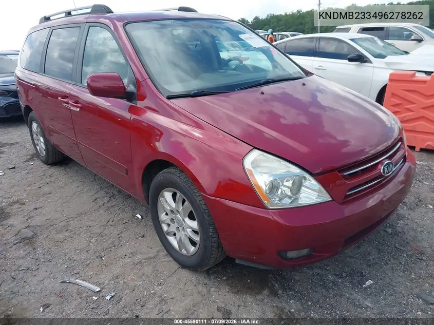 2009 Kia Sedona Ex VIN: KNDMB233496278262 Lot: 45590111