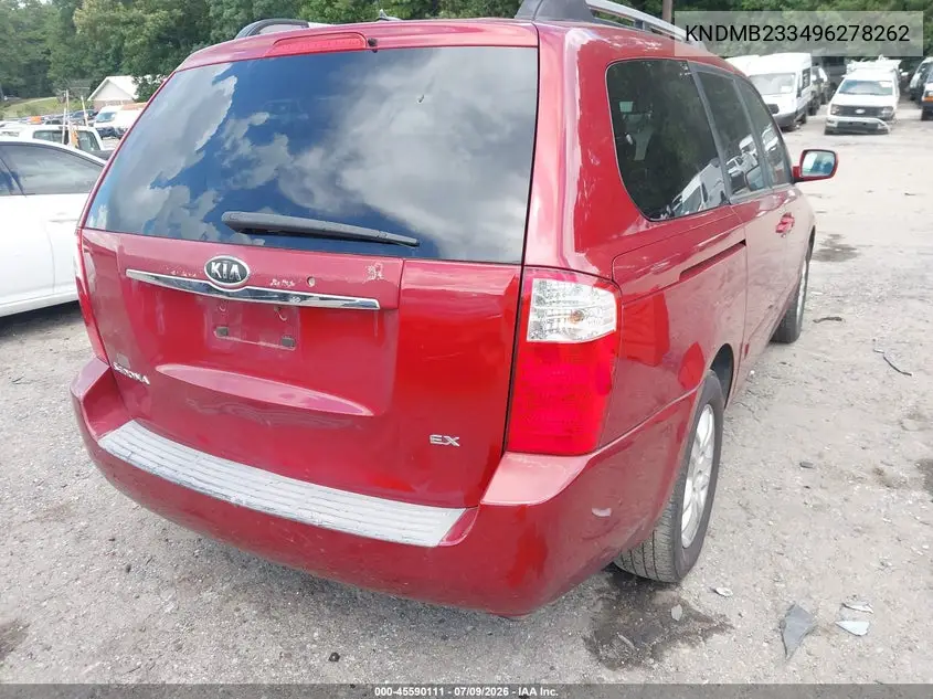 2009 Kia Sedona Ex VIN: KNDMB233496278262 Lot: 45590111