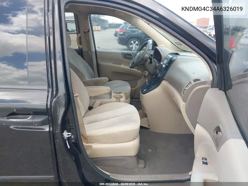 2010 Kia Sedona Lx VIN: KNDMG4C34A6326019 Lot: 45322638