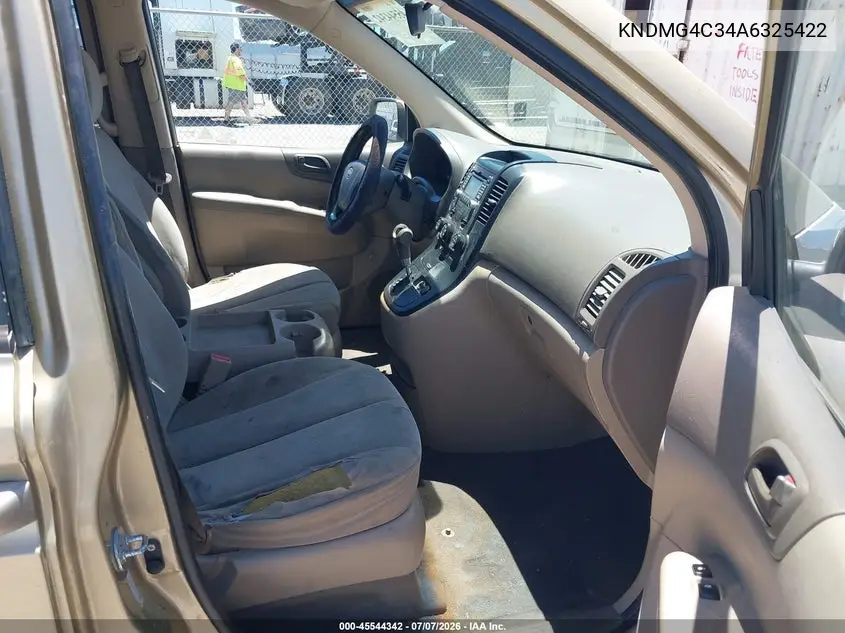 2010 Kia Sedona Lx VIN: KNDMG4C34A6325422 Lot: 45544342