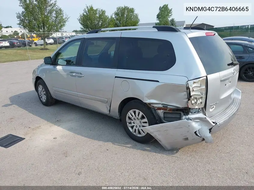 2011 Kia Sedona Lx VIN: KNDMG4C72B6406665 Lot: 45625832