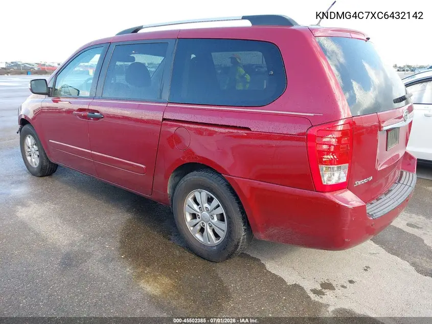 2012 Kia Sedona Lx VIN: KNDMG4C7XC6432142 Lot: 45502385