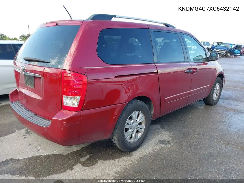 2012 Kia Sedona Lx VIN: KNDMG4C7XC6432142 Lot: 45502385