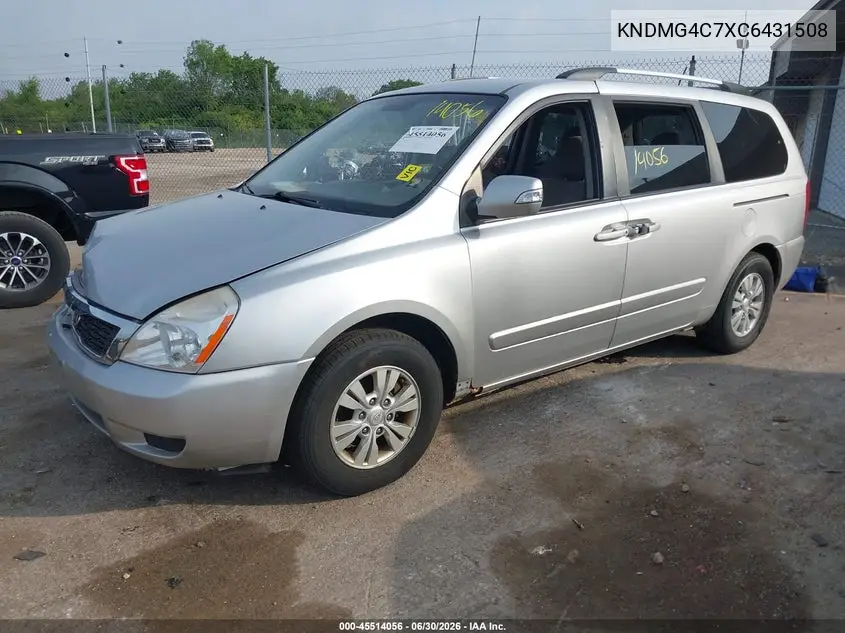 2012 Kia Sedona Lx VIN: KNDMG4C7XC6431508 Lot: 45514056