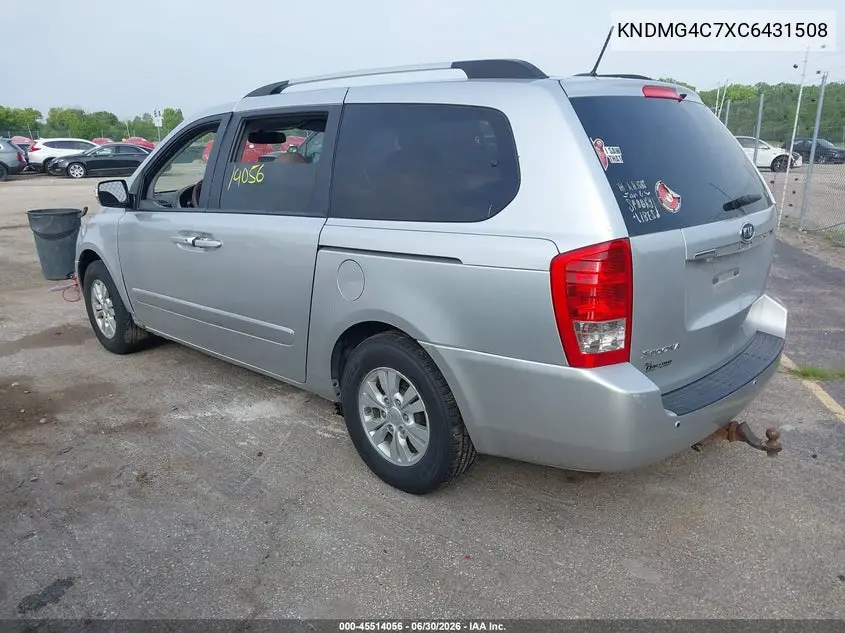 2012 Kia Sedona Lx VIN: KNDMG4C7XC6431508 Lot: 45514056