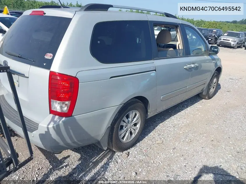 2012 Kia Sedona Lx VIN: KNDMG4C70C6495542 Lot: 45519467