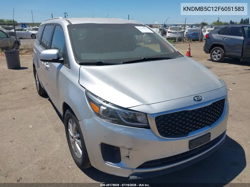 2015 Kia Sedona Lx VIN: KNDMB5C12F6051583 Lot: 45178939