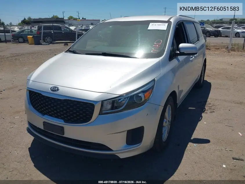 2015 Kia Sedona Lx VIN: KNDMB5C12F6051583 Lot: 45178939