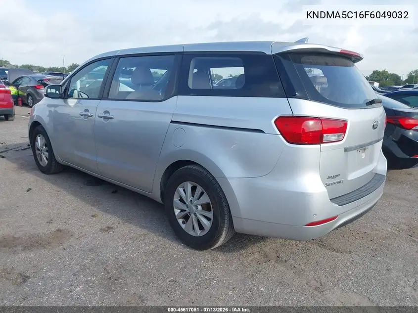 2015 Kia Sedona L VIN: KNDMA5C16F6049032 Lot: 45617051