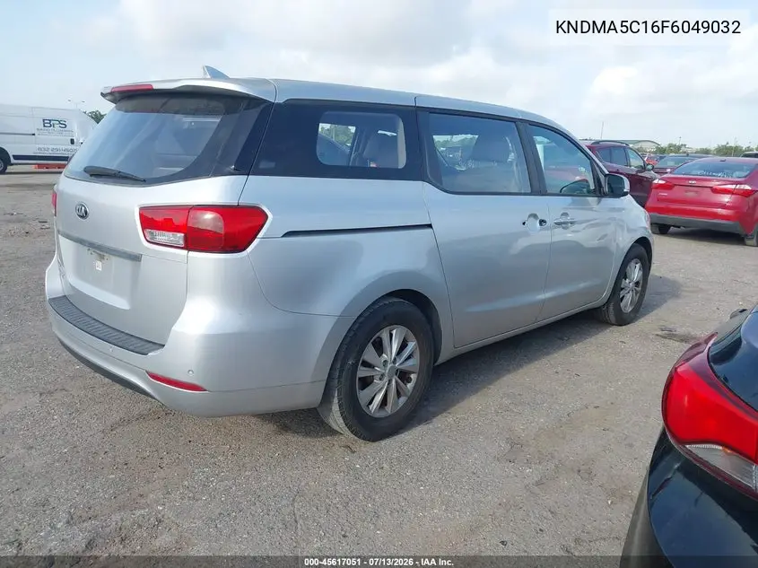 2015 Kia Sedona L VIN: KNDMA5C16F6049032 Lot: 45617051
