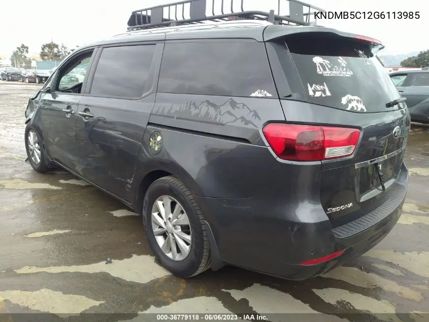 KNDMB5C12G6113985 2016 Kia Sedona Lx