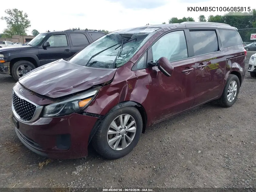 2016 Kia Sedona Lx VIN: KNDMB5C10G6085815 Lot: 45350736