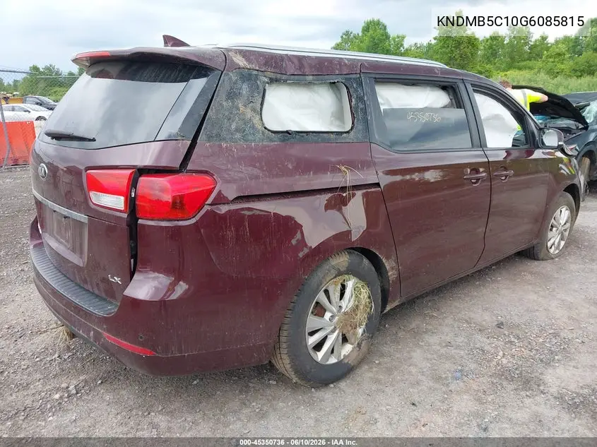 2016 Kia Sedona Lx VIN: KNDMB5C10G6085815 Lot: 45350736