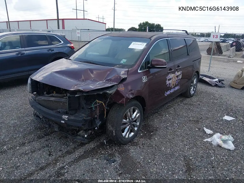 2016 Kia Sedona Ex VIN: KNDMC5C16G6143908 Lot: 45416914