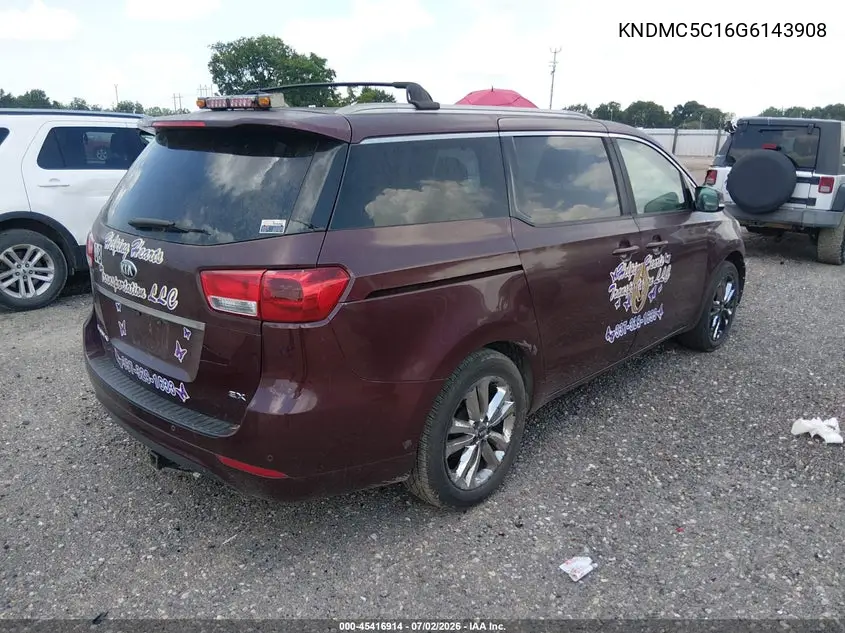 2016 Kia Sedona Ex VIN: KNDMC5C16G6143908 Lot: 45416914