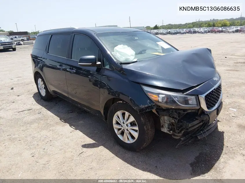 2016 Kia Sedona Lx VIN: KNDMB5C13G6086635 Lot: 45506482