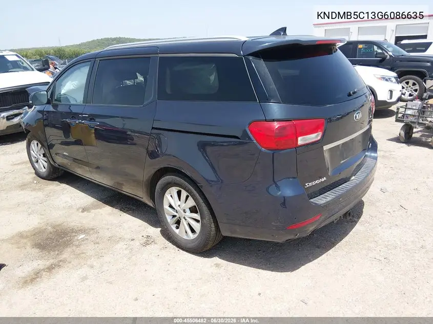 2016 Kia Sedona Lx VIN: KNDMB5C13G6086635 Lot: 45506482