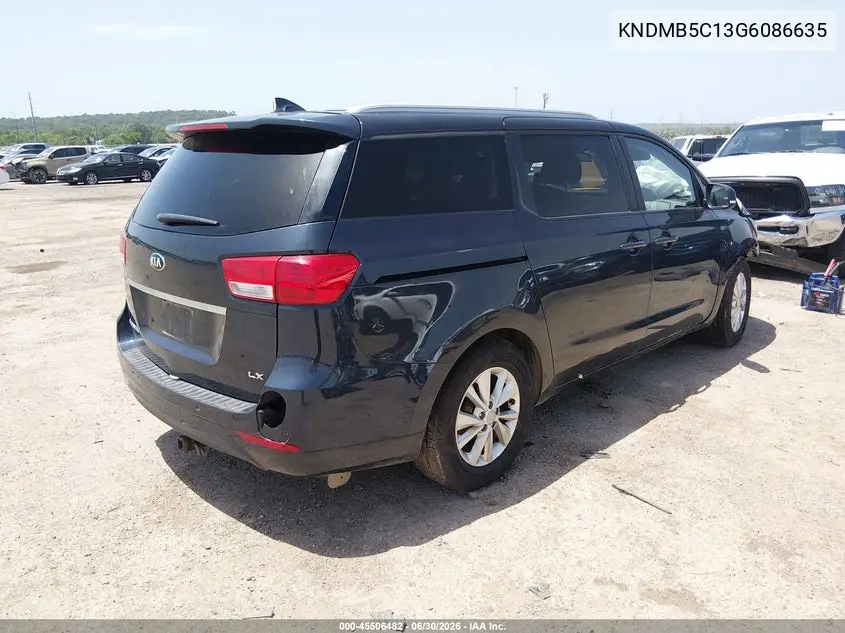 2016 Kia Sedona Lx VIN: KNDMB5C13G6086635 Lot: 45506482