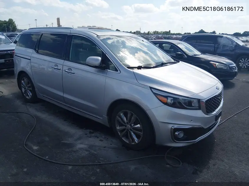 2016 Kia Sedona Sx Luxury VIN: KNDME5C18G6186172 Lot: 45513649