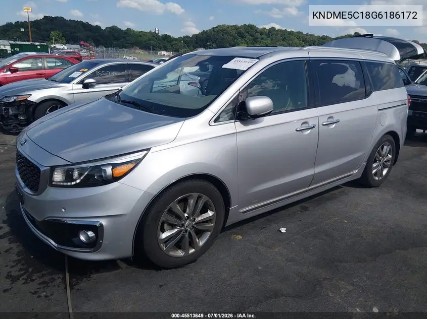 2016 Kia Sedona Sx Luxury VIN: KNDME5C18G6186172 Lot: 45513649