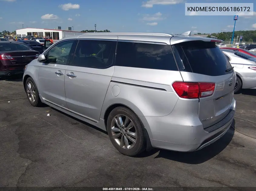 2016 Kia Sedona Sx Luxury VIN: KNDME5C18G6186172 Lot: 45513649