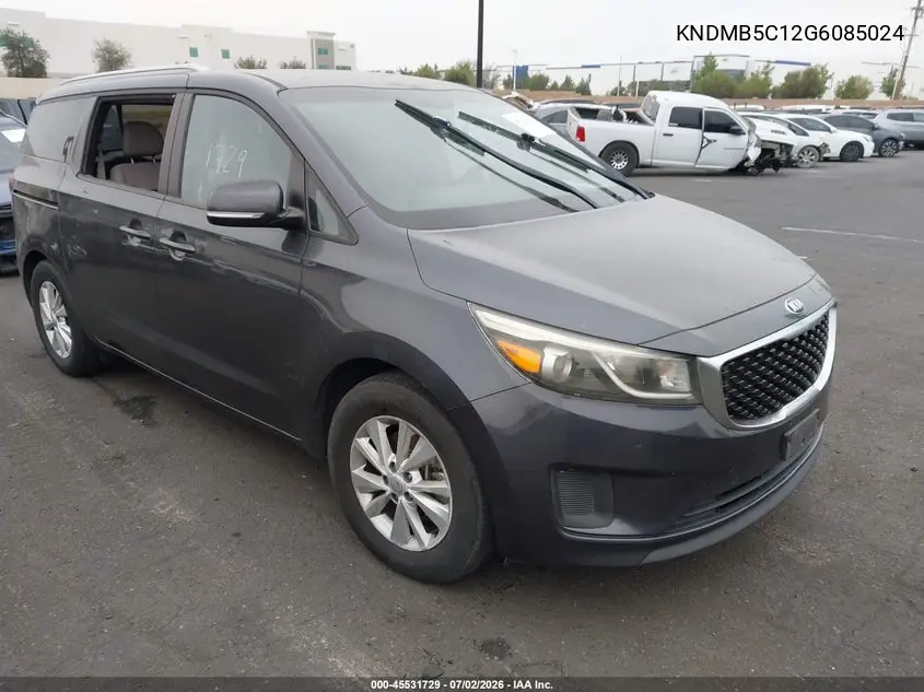 2016 Kia Sedona Lx VIN: KNDMB5C12G6085024 Lot: 45531729