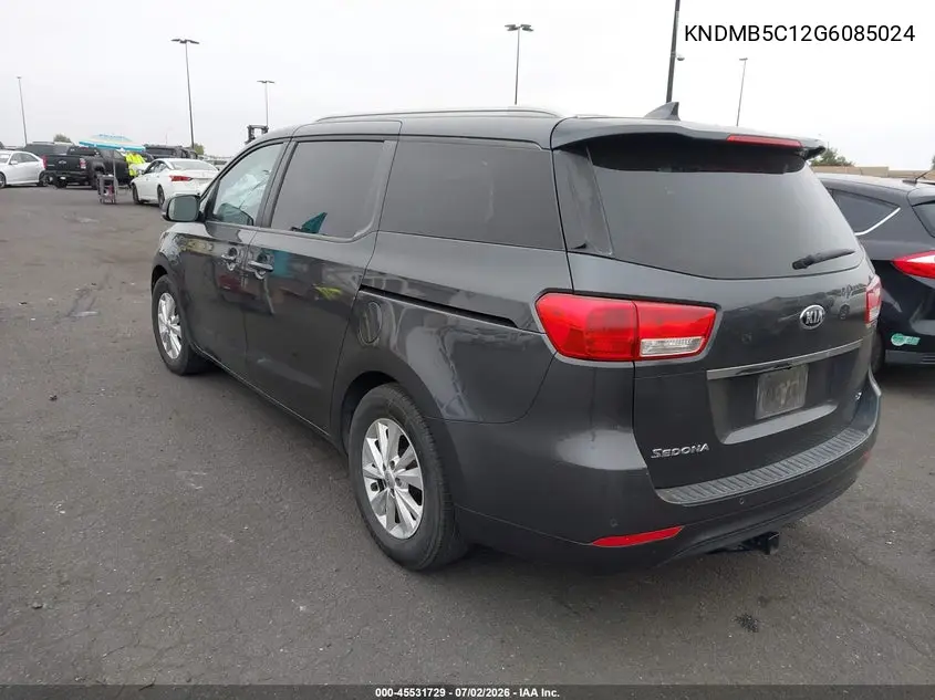2016 Kia Sedona Lx VIN: KNDMB5C12G6085024 Lot: 45531729