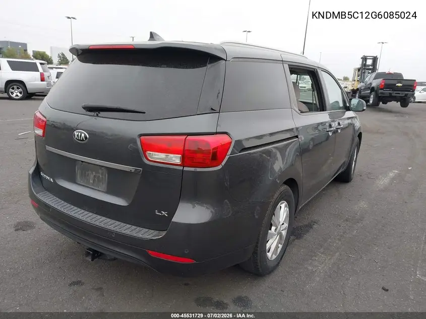 2016 Kia Sedona Lx VIN: KNDMB5C12G6085024 Lot: 45531729