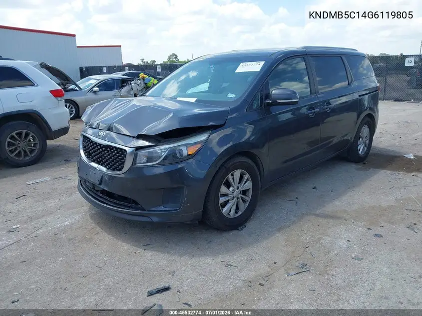 2016 Kia Sedona Lx VIN: KNDMB5C14G6119805 Lot: 45532774