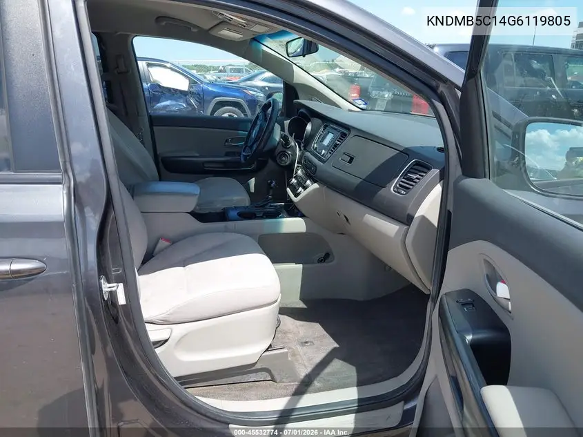 2016 Kia Sedona Lx VIN: KNDMB5C14G6119805 Lot: 45532774