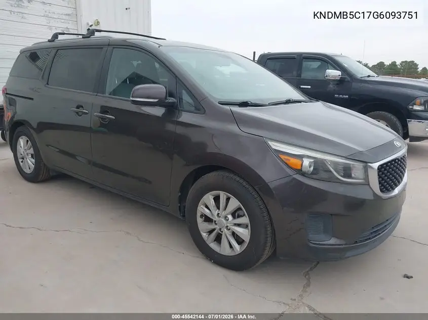 2016 Kia Sedona Lx VIN: KNDMB5C17G6093751 Lot: 45542144