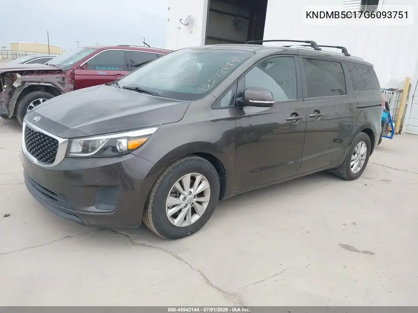 2016 Kia Sedona Lx VIN: KNDMB5C17G6093751 Lot: 45542144