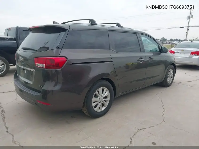 2016 Kia Sedona Lx VIN: KNDMB5C17G6093751 Lot: 45542144