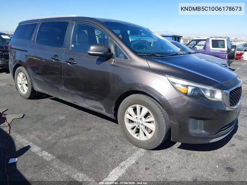 2016 Kia Sedona Lx VIN: KNDMB5C10G6178673 Lot: 45550144