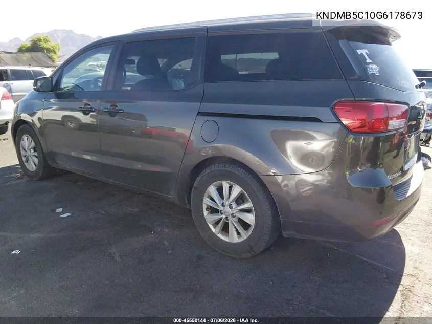 2016 Kia Sedona Lx VIN: KNDMB5C10G6178673 Lot: 45550144