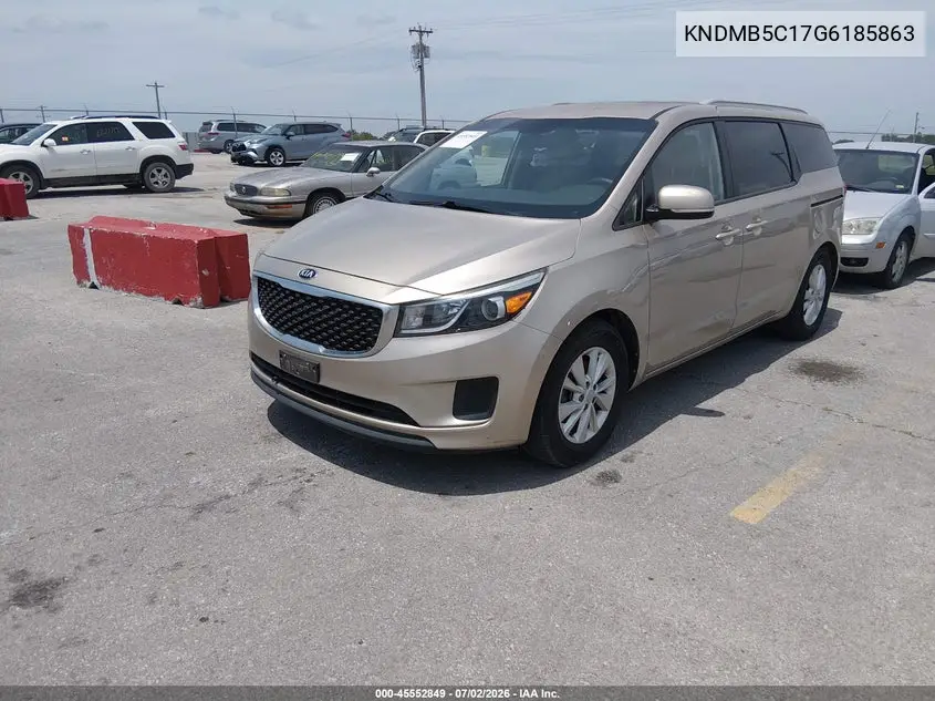 2016 Kia Sedona Lx VIN: KNDMB5C17G6185863 Lot: 45552849
