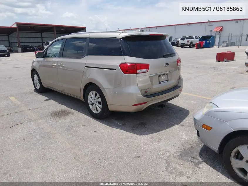 2016 Kia Sedona Lx VIN: KNDMB5C17G6185863 Lot: 45552849