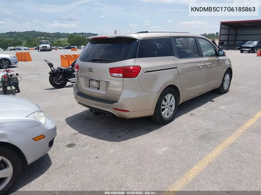 2016 Kia Sedona Lx VIN: KNDMB5C17G6185863 Lot: 45552849