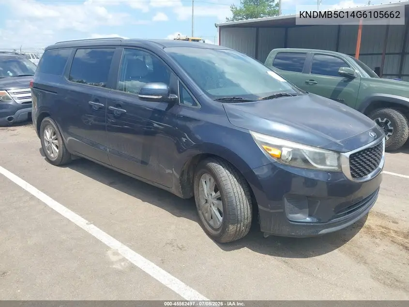 2016 Kia Sedona Lx VIN: KNDMB5C14G6105662 Lot: 45562497